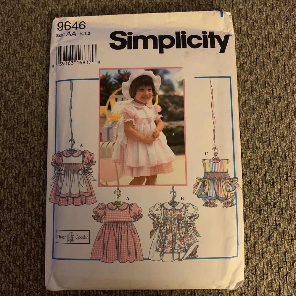 Simplicity 9646 Toddler Sz 1/2 1 2 Dress Pinafore Sunsuit Panties Pattern